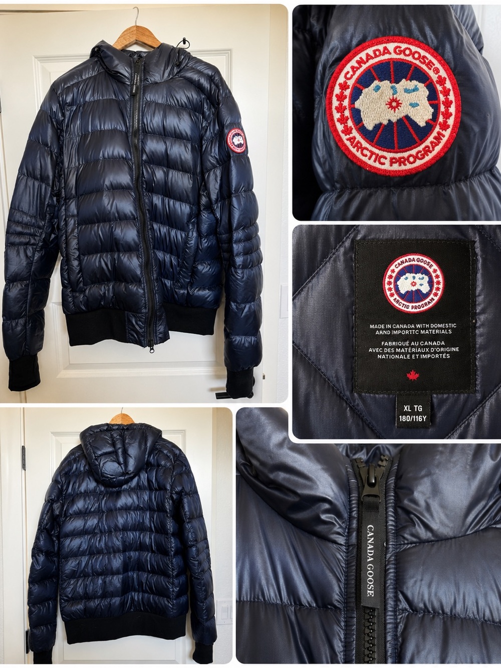 Canada Goose Navy Quilted Down Puffer Jacket with Hood